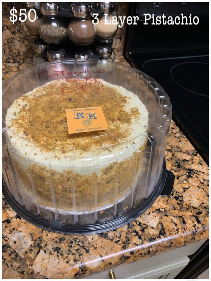 Three-layer Pistachio cake